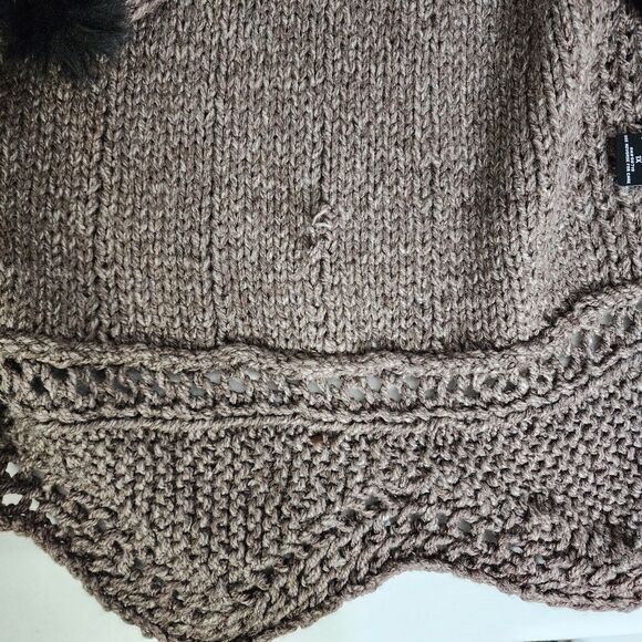 Notations Womens Sweater Cardigan Vest Size 1X Pom Poms Brown Knit Open Front - Picture 12 of 13